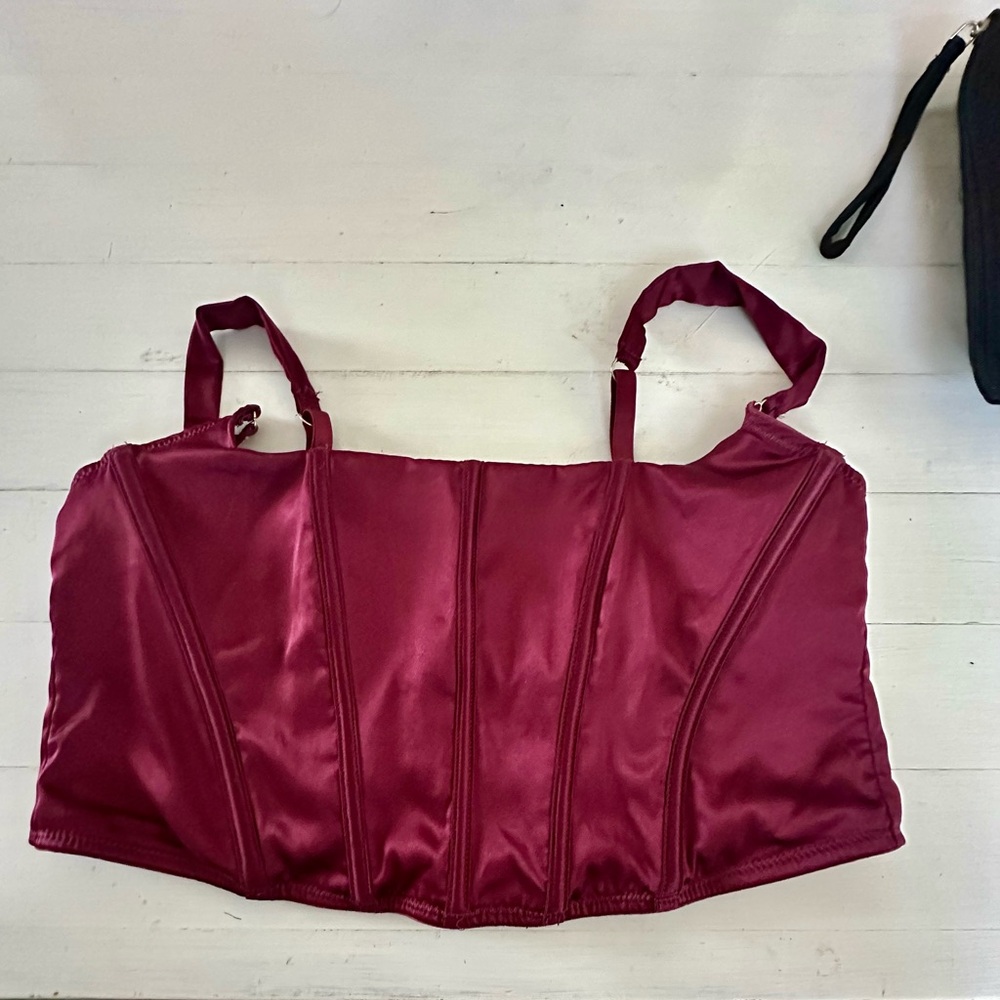 Elegant Satin Corset Top - Burgundy